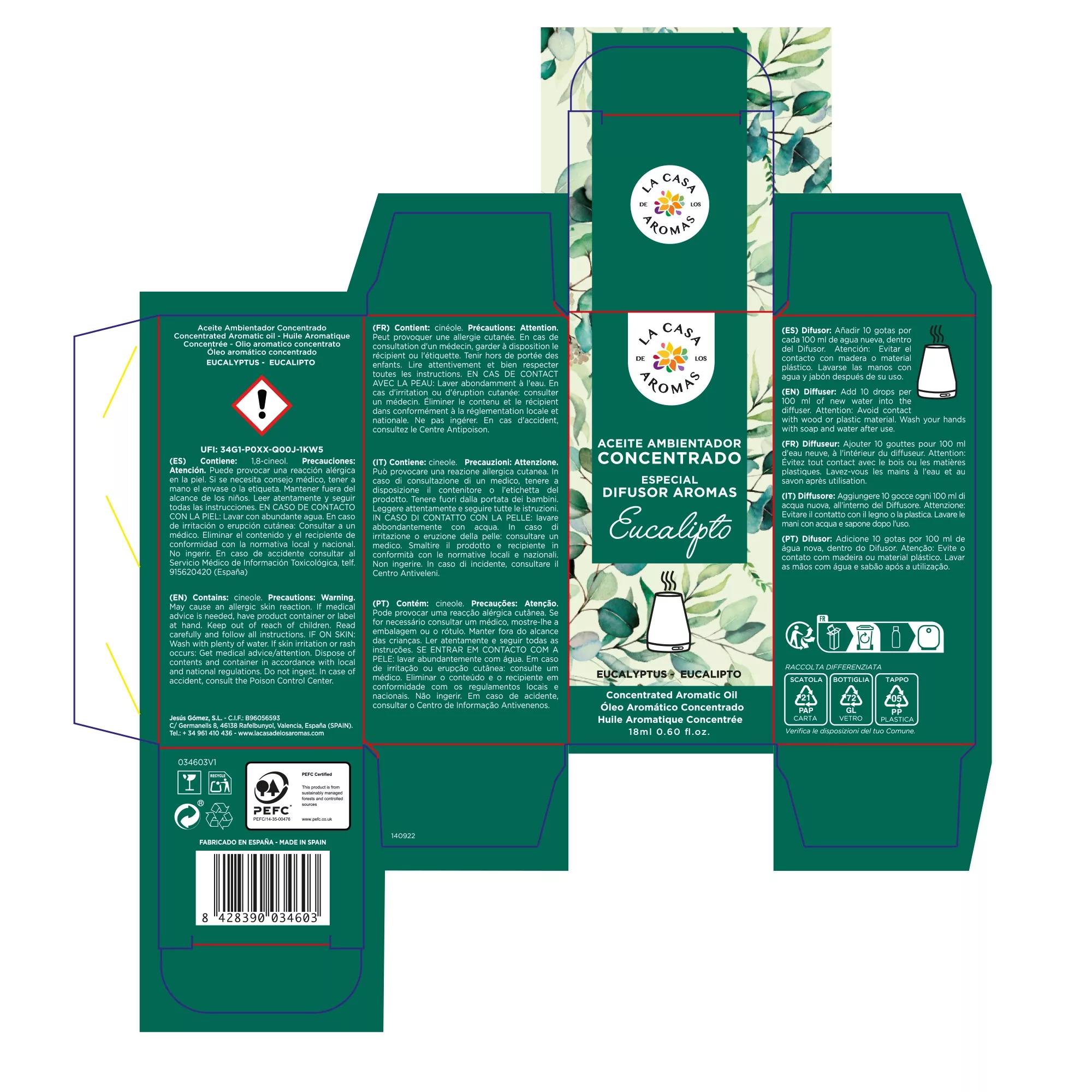 Aceite Aromático Concentrado Hidrosoluble Eucalipto 18ml - Imagen 2