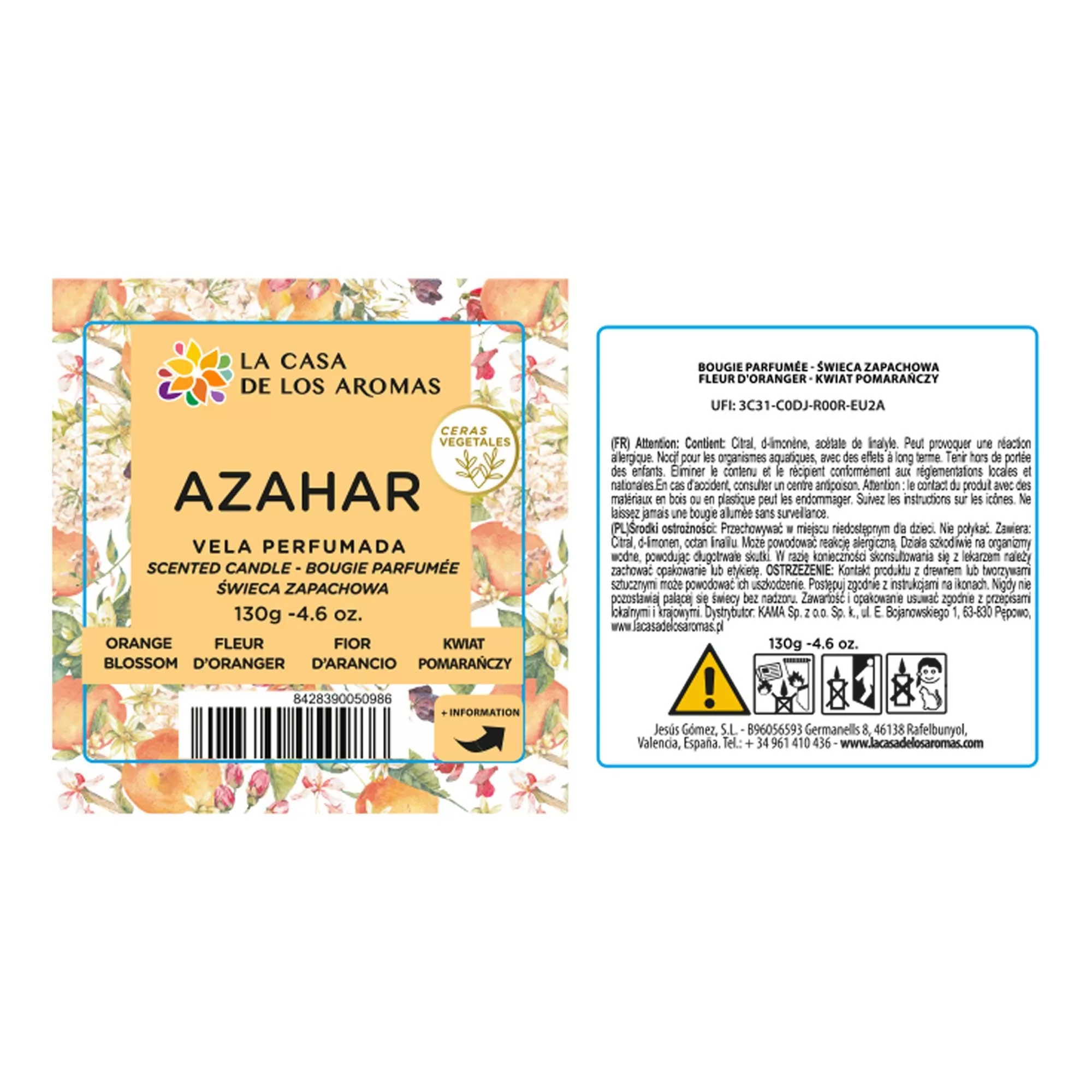 Vela aromática Azahar de 130g - Imagen 3