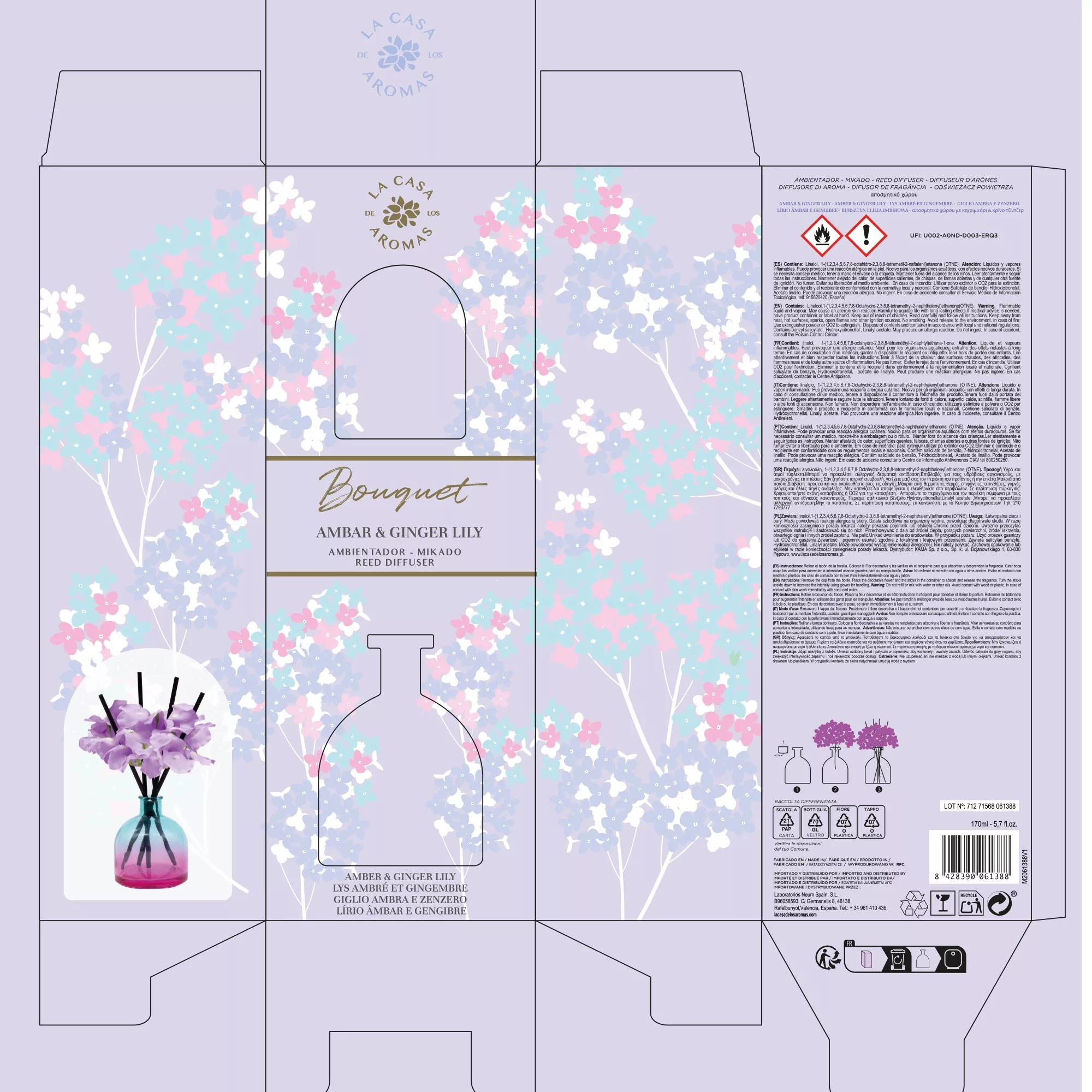 Ambientador Mikado Bouquet Ámbar & Ginger Lily 170ml - Imagen 2