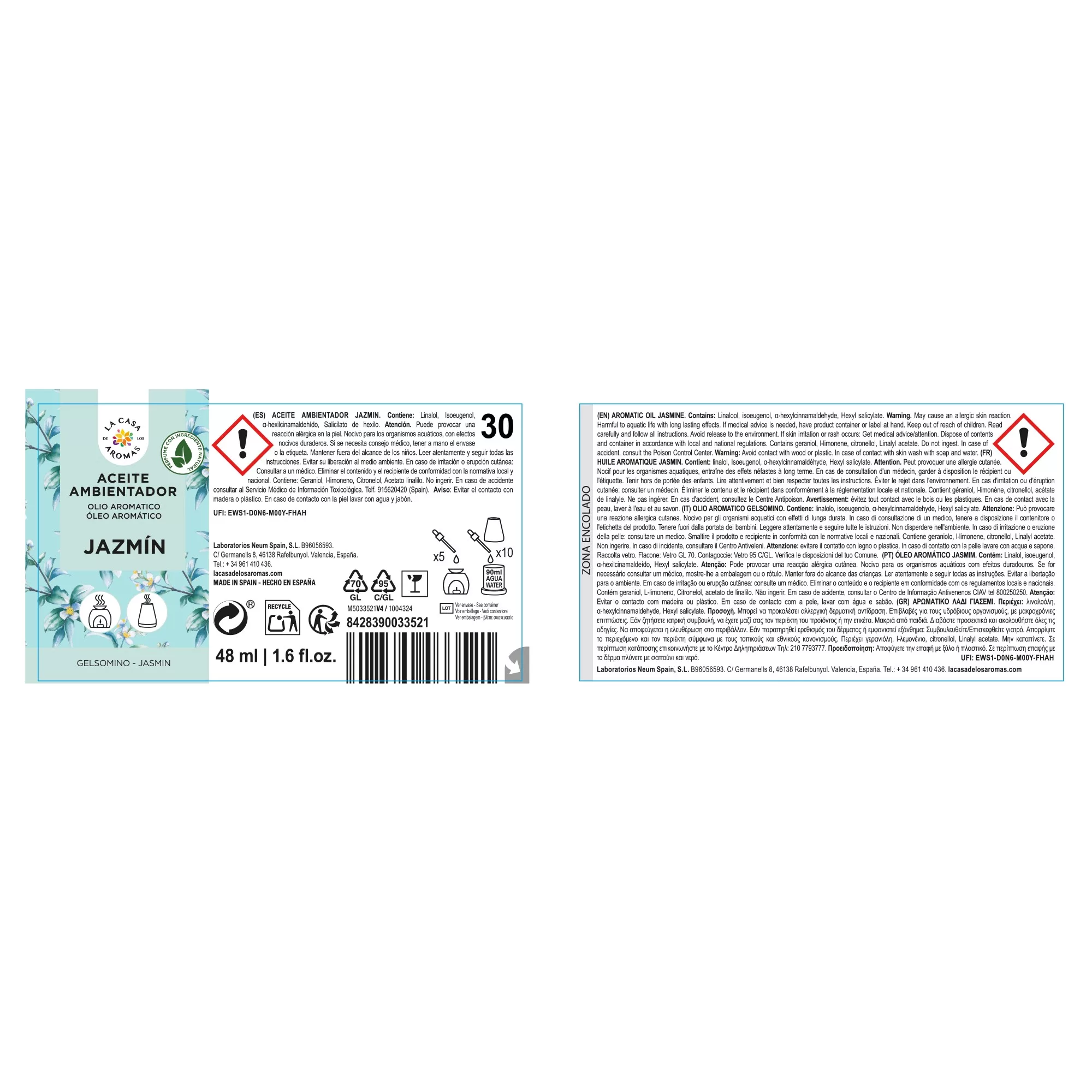 Aceite Esencial Jazmín, Ambientador 48ml - Imagen 2