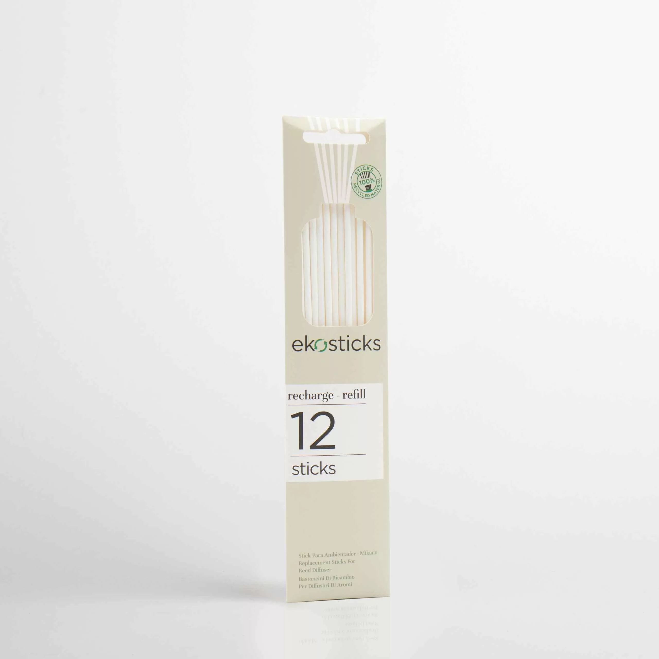 Pack de 12 Ekosticks reposición para Mikados, Blanco 20,5cm