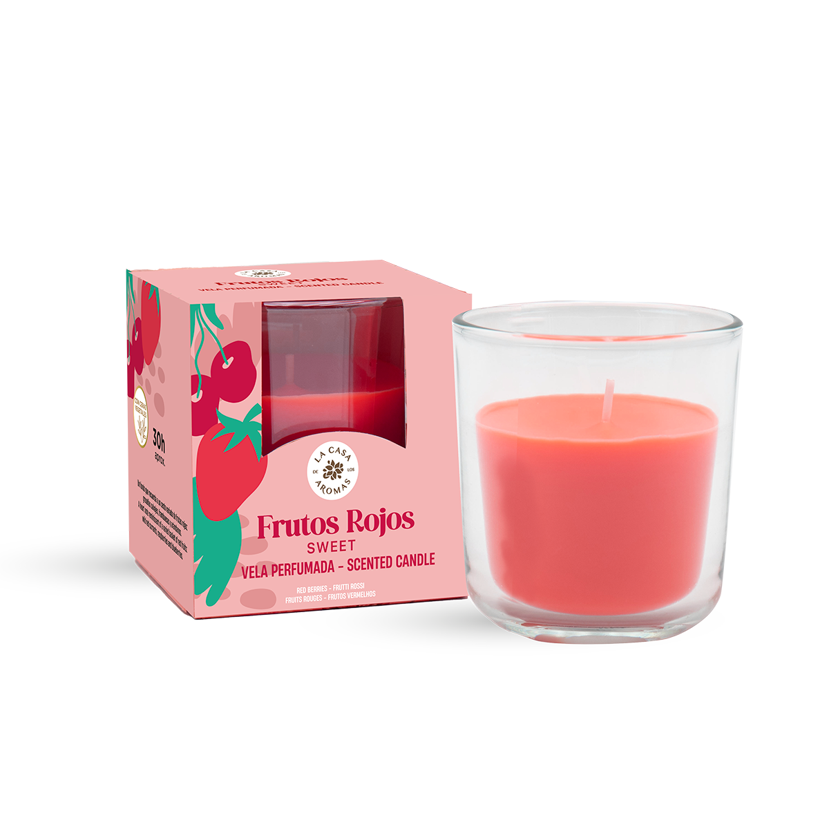 Velas Aromáticas Frutos Rojos - Vaso Cristal 140g
